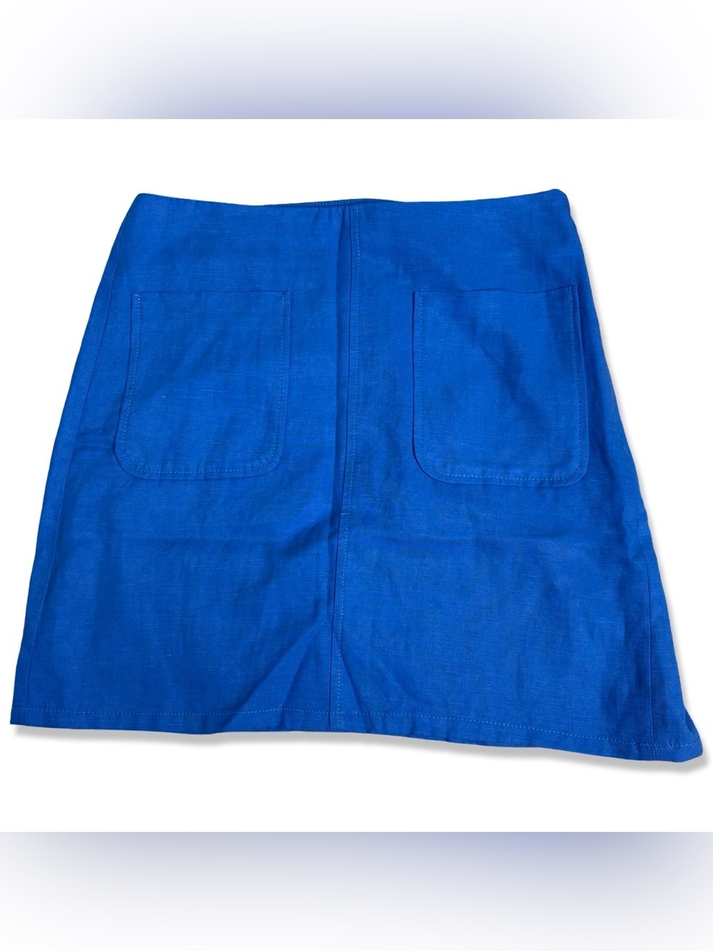 LOFT Cornflower Blue Linen Lined Mini Skirt